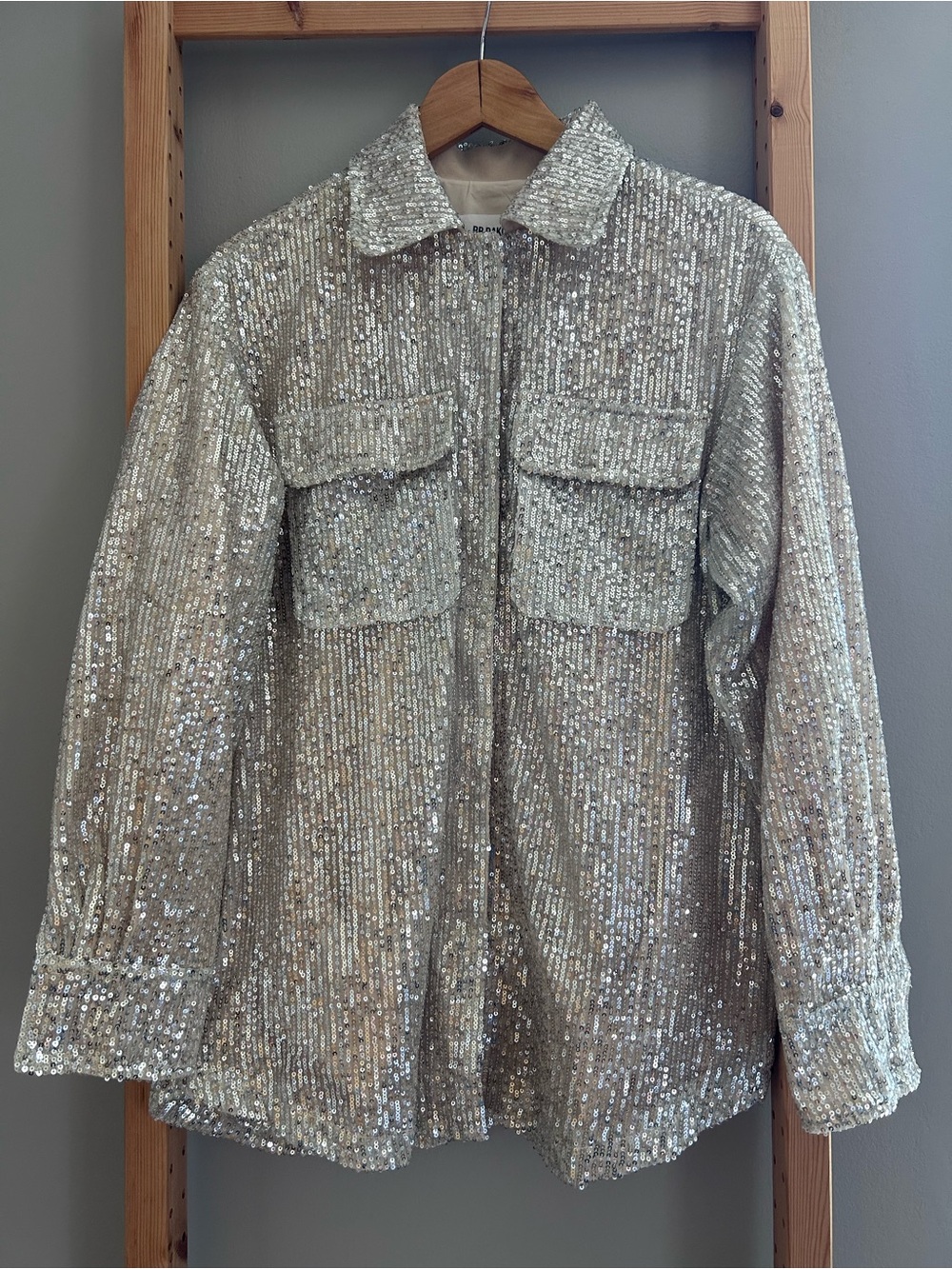 BB Dakota Silver Sequin Utility Shacket